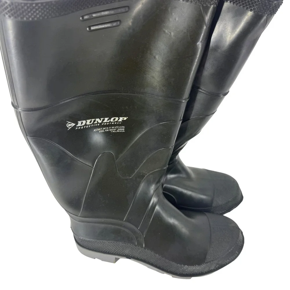Dunlop Mens Steel Toe Waterproof Rubber Work Boots Black ASTM F2413-11 Size 9M